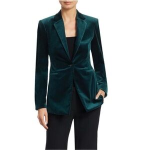 Theory Deep Teal Velvet Longline Blazer